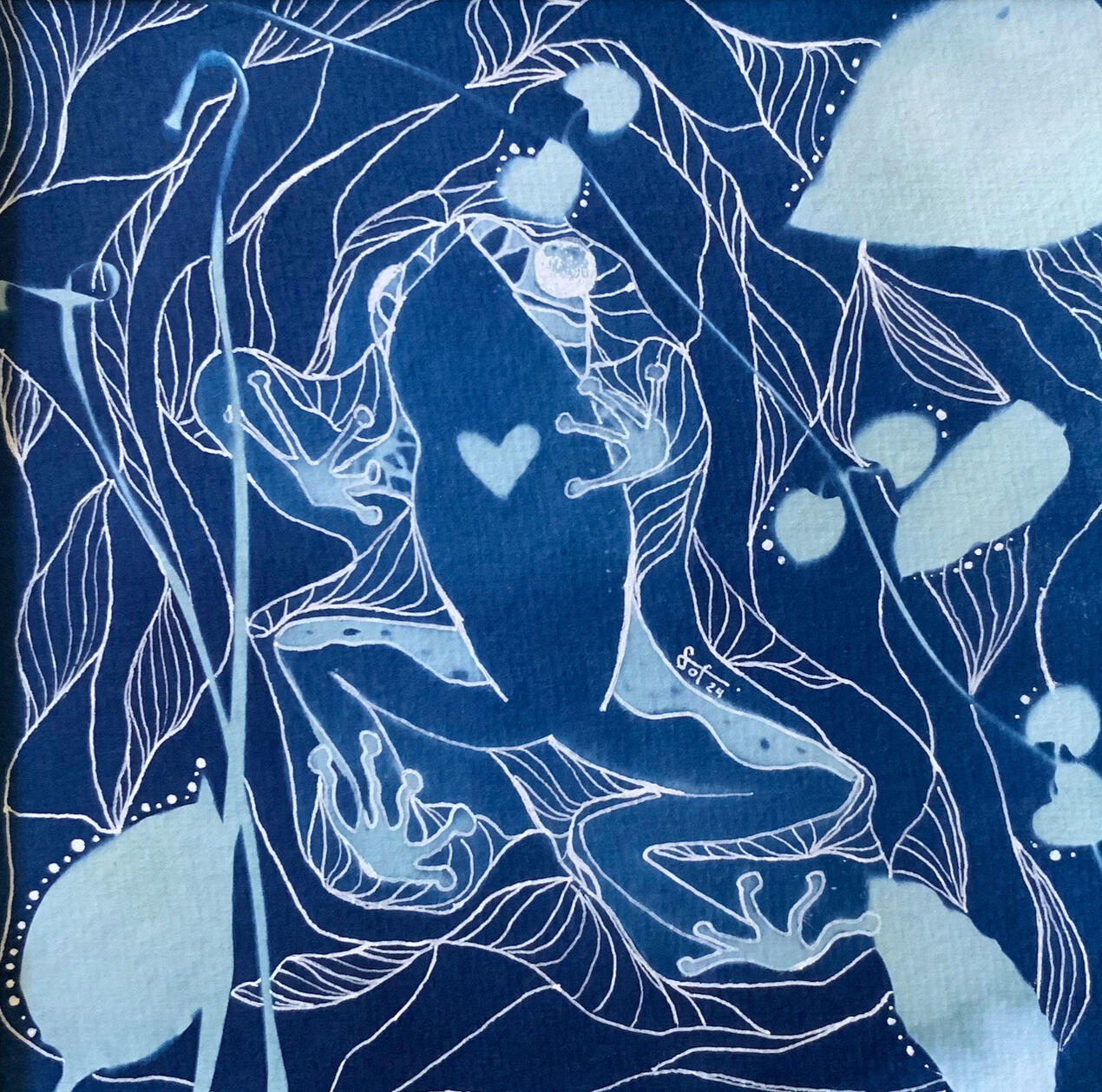 Cyanofrogi for Lea (cyanotype and gel pen, Biel,2024)